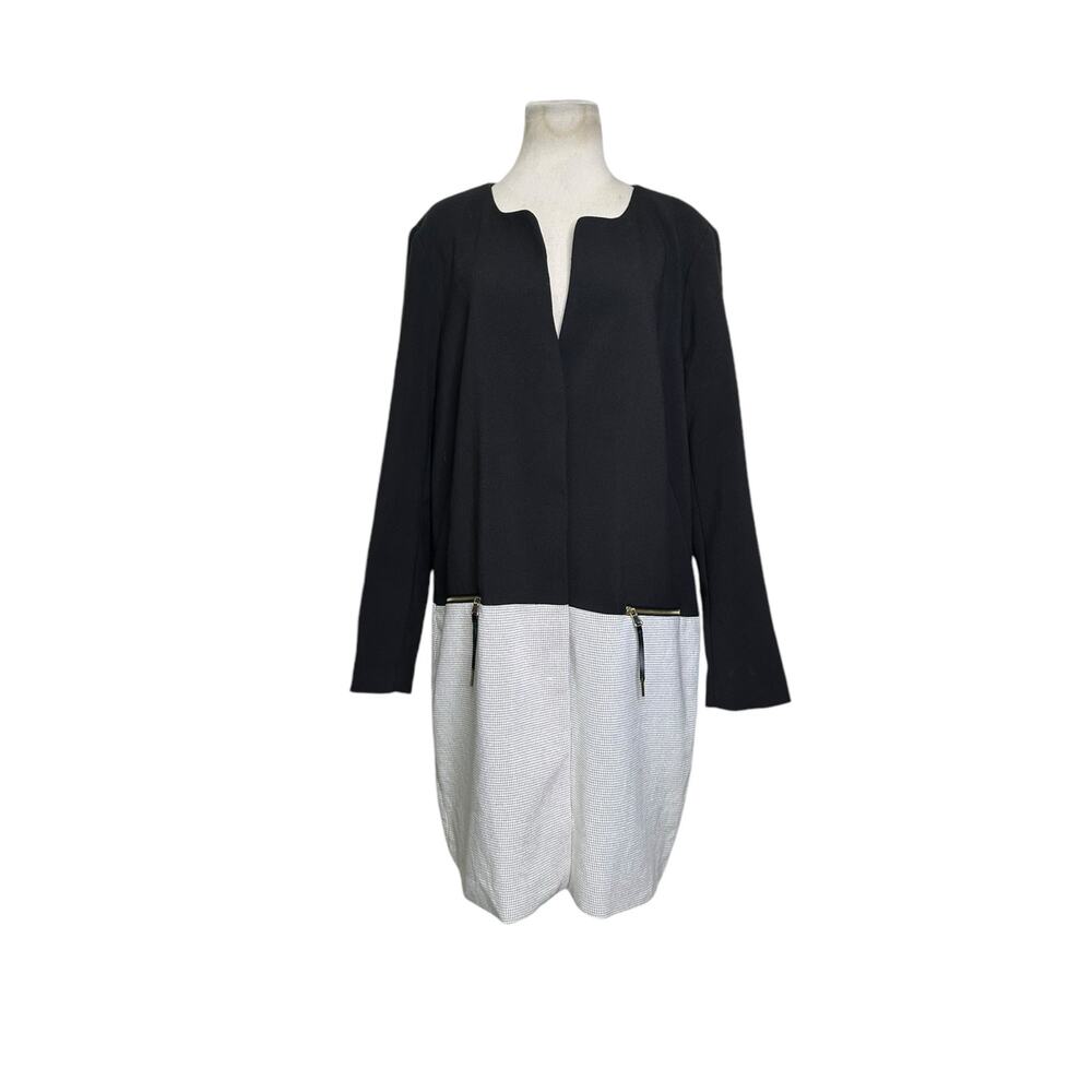 METAPHOR Black Cream Retro Remix Color Blocked Coat Size XL